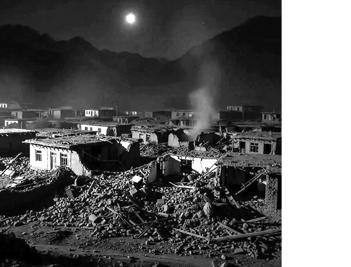 地震发生地多为山区,当地民居多为低层泥砖房,大量房屋严重受损 图据央视新闻客户端
